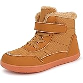 Tongzone Toddler/Little/Big Kids Barefoot Shoes Boys Girls Wide Toe Box High Top Snow Boots Fur Lined Warm Winter Anti-Slip Minimalist