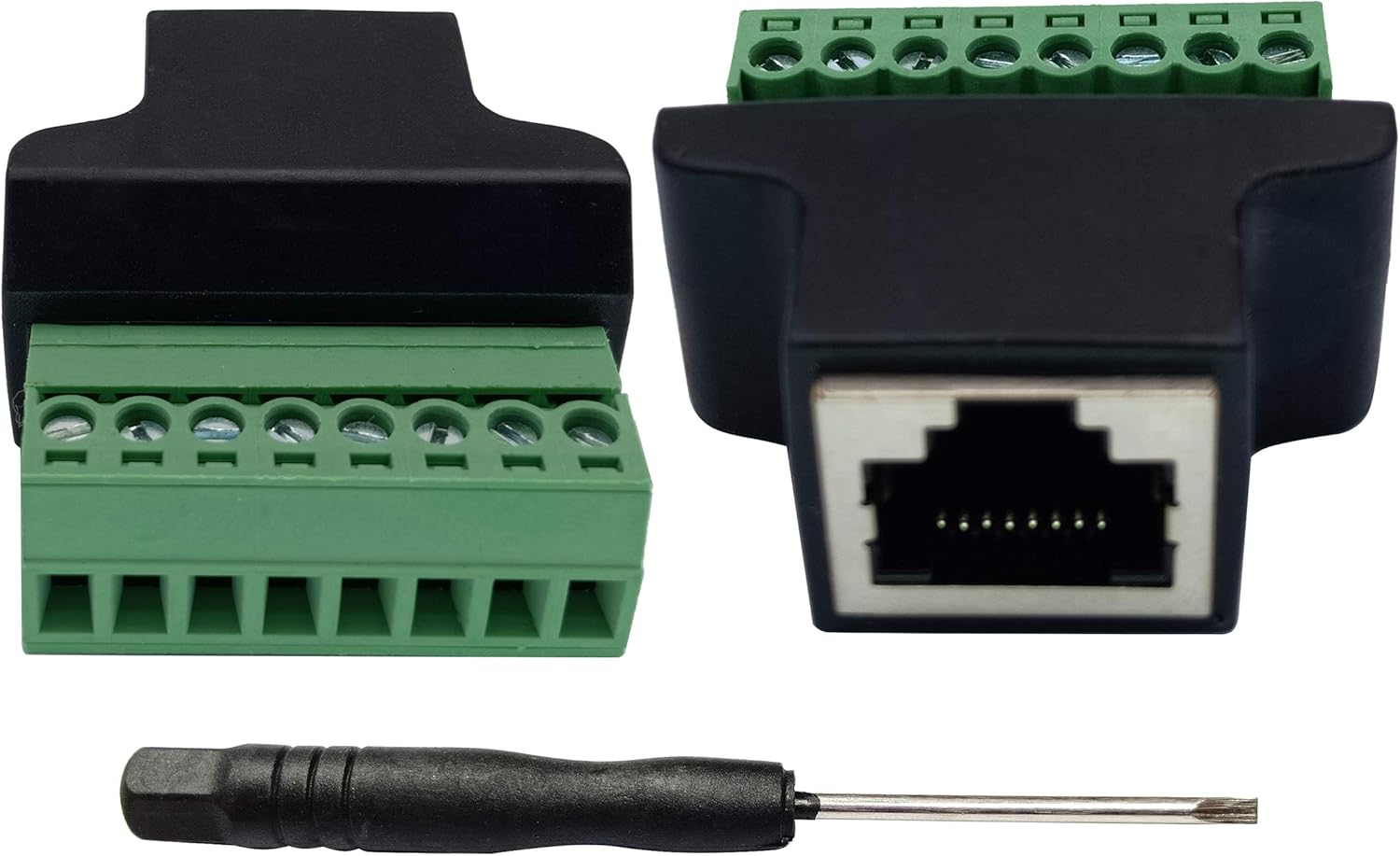AAOTOKK RJ45 Screw Terminal RJ45 8P 8C Female to 8Pin Female Bolt Screw Type terminals Ethernet Net Network Plug for AV CCTV UTP DVR Cat5 Cat6 Cat7 Coupler(2 Pack/Female)