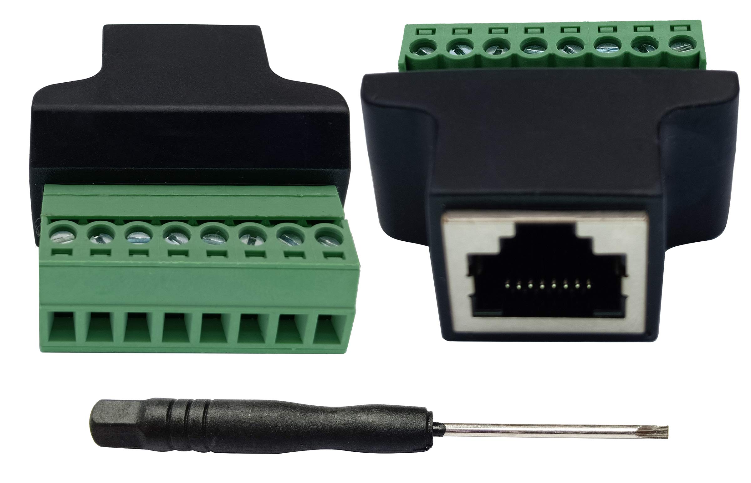 AAOTOKK RJ45 Screw Terminal RJ45 8P 8C Female to 8Pin Female Bolt Screw Type terminals Ethernet Net Network Plug for AV CCTV UTP DVR Cat5 Cat6 Cat7 Coupler(2 Pack/Female)