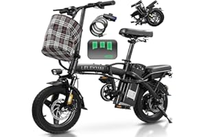 LELEKUAI Electric Bike for Adults and Teens, 560W Motor 24MPH Compact Commuter Folding Ebike, 32 Miles Range, 48V 10Ah Battery, 3-Level Pedal Assist, 14" Foldable Mini Electric Bicycle, UL 2849 Certified