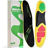 WAKEFEET Shoe Insoles for Men Women, Insoles for Work Boots with Shock Absorbing Padding, U-Shaped Heel Cup, Plantar Fasciitis Arch Support Insoles for Standing All Day, Work, Trim-to-Fit Shoes