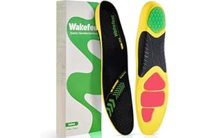 WAKEFEET Shoe Insoles Men Women, Insoles for Work Boots with Shock Absorbing Padding, U-Shaped Heel Cup, Plantar Fasciitis Ar