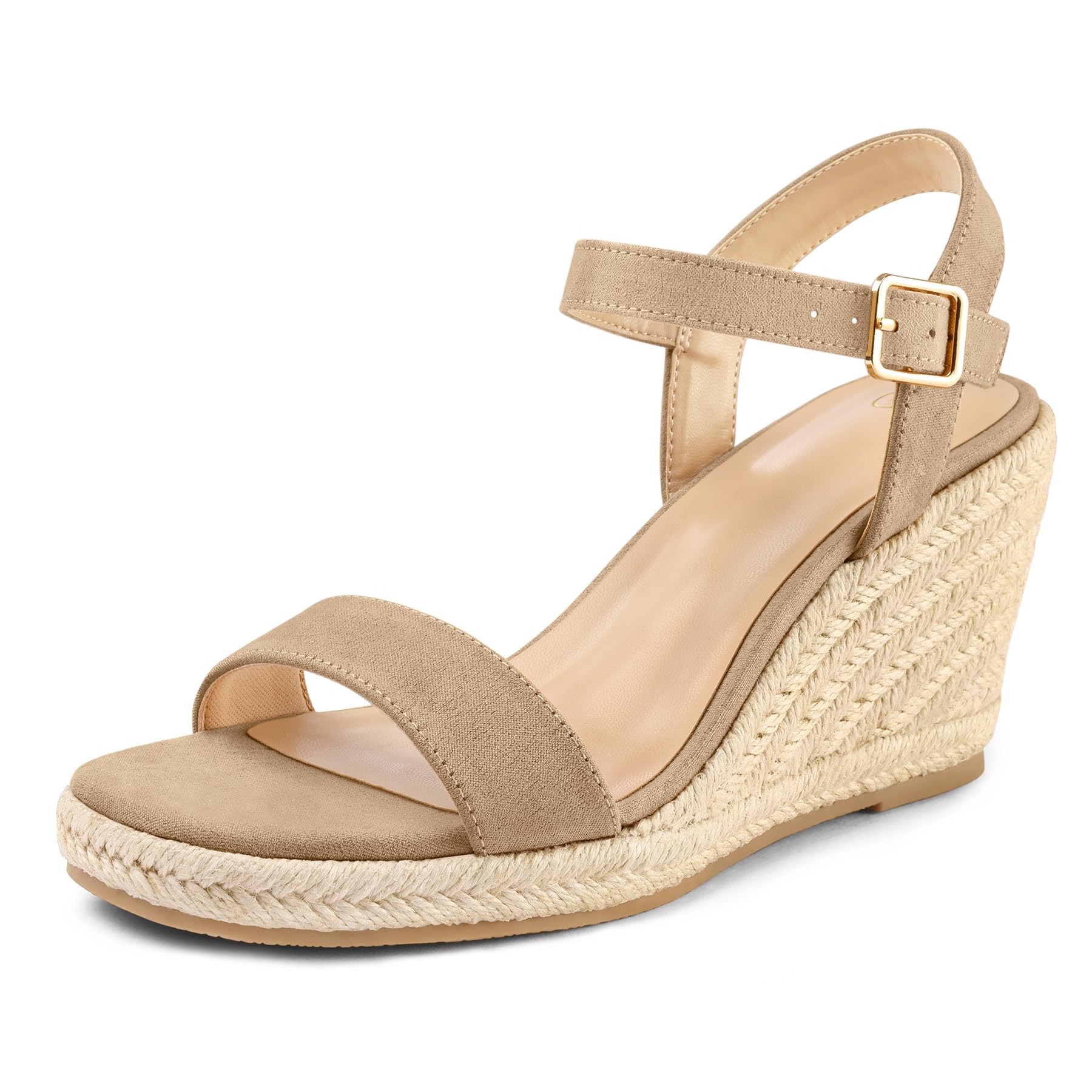 Photo 1 of mysoft Women's Platform Espadrille Wedge Sandals Square Open Toe Ankle Strap Buckle Casual Summer Dressy Sandals