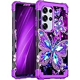 Miqala for Galaxy S25 Ultra 5G Case,Glow in The Dark Three Layer Heavy Duty Shockproof Full Protection Hard Plastic Bumper+Soft Silicone Protective Case for Samsung Galaxy S25 Ultra 6.9 inch,Dark