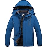 Skieer Men's Mountain Waterproof Ski Jacket Winter Rain Jacket Warm Fleece Snow Coat