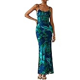 PRETTYGARDEN Women's Floral Bodycon Maxi Dress Summer Beach Sundress Sleeveless Spaghetti Strap Wedding Guest Dress