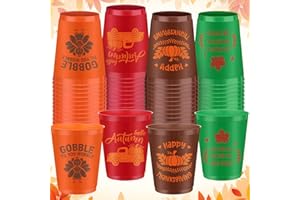 Soaoo 60 Pcs Thanksgiving Plastic Cups 16 oz Orange Cups Fall Stadium Cups Happy Autumn Drinking Cups Disposable Cups for Thanksgiving Party Supplies Liquor Coffee Juice Cold Beverage