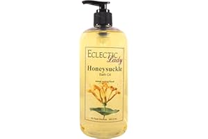 Honeysuckle Bath Oil by Eclectic Lady - Scented Bath Oil - Relaxing & Moisturizing Bathing Oil - Fragrance Body Oil For Dry & Rough Sensitive Skin - Body Daily Nourishing Shower Oil (16 oz)