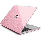 Batianda Crystal Clear Case for 13-inch Microsoft Surface Laptop Copilot+ PC 2025 (Latest Model), Lightweight Hard Shell with Scratch-Resistant Protection, Easy Installation, Bling Pink