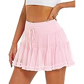 Stelle Women's High Waist Athletic Skorts with Shorts Pockets Ruffle Hem Flowy Skirts Mini Tiered Short Skirt Casual Summer