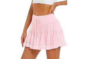 Stelle Women's High Waist Athletic Skorts with Shorts Pockets Ruffle Hem Flowy Skirts Mini Tiered Short Skirt Casual Summer