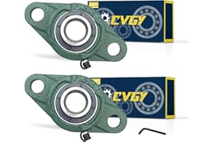 CVGY 2 PCS UCFL205-16 Pillow Block Bearing 1 inch Bore Pack of 2 Flange Mounted Pillow Block Bearings Chrome Steel Bearings with 1" Bore, Self Alignment