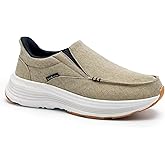 Men's Orthopedic Slip On Loafers with Arch Support: Comfortable Plantar Fasciitis Orthotic Shoes for Plantar Fasciitis, Canvas Thick Sole Walking Shoes for Foot and Heel Pain Relief