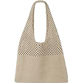 SUOSDEY Crochet Mesh Beach Tote Bag, Knit Summer Vacation Aesthetic Boho Tote Bag for Women