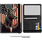 Passport and Vaccine Card Holder Combo, Leather Travel Wallet Passport Holder, Cover Case with CDC Vaccination Card Slot, Travel Documents Organizer Protector for Men Women,American Flag Deer/Skull