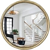GIFTTROVE 12" Hand-Forged Antique Gold Round Convex Mirror, Small Circle Wall Mirror with Thick Metal Framed, Round Decorativ