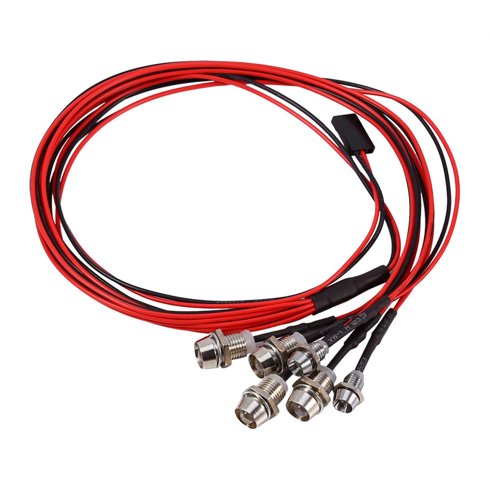 Bnineteenteam RC Car Lights, 6 LEDs 3-7V RC Car Light Set Headlight Taillight RC Car Accessories Light Kit for 1/10 RC Model Car Truck 5mm/3mm Diameterled rc