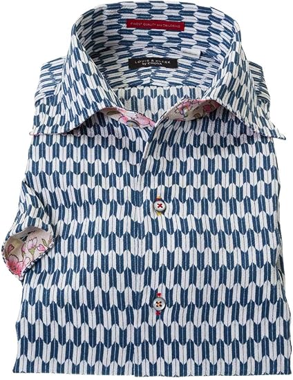 Amazon ドレスシャツ ワイシャツ シャツ メンズ 国産 半袖 ワンピースワイドカラー ブルー Louis Clerk ルイス クラーク Rln2 851 シャツ 通販