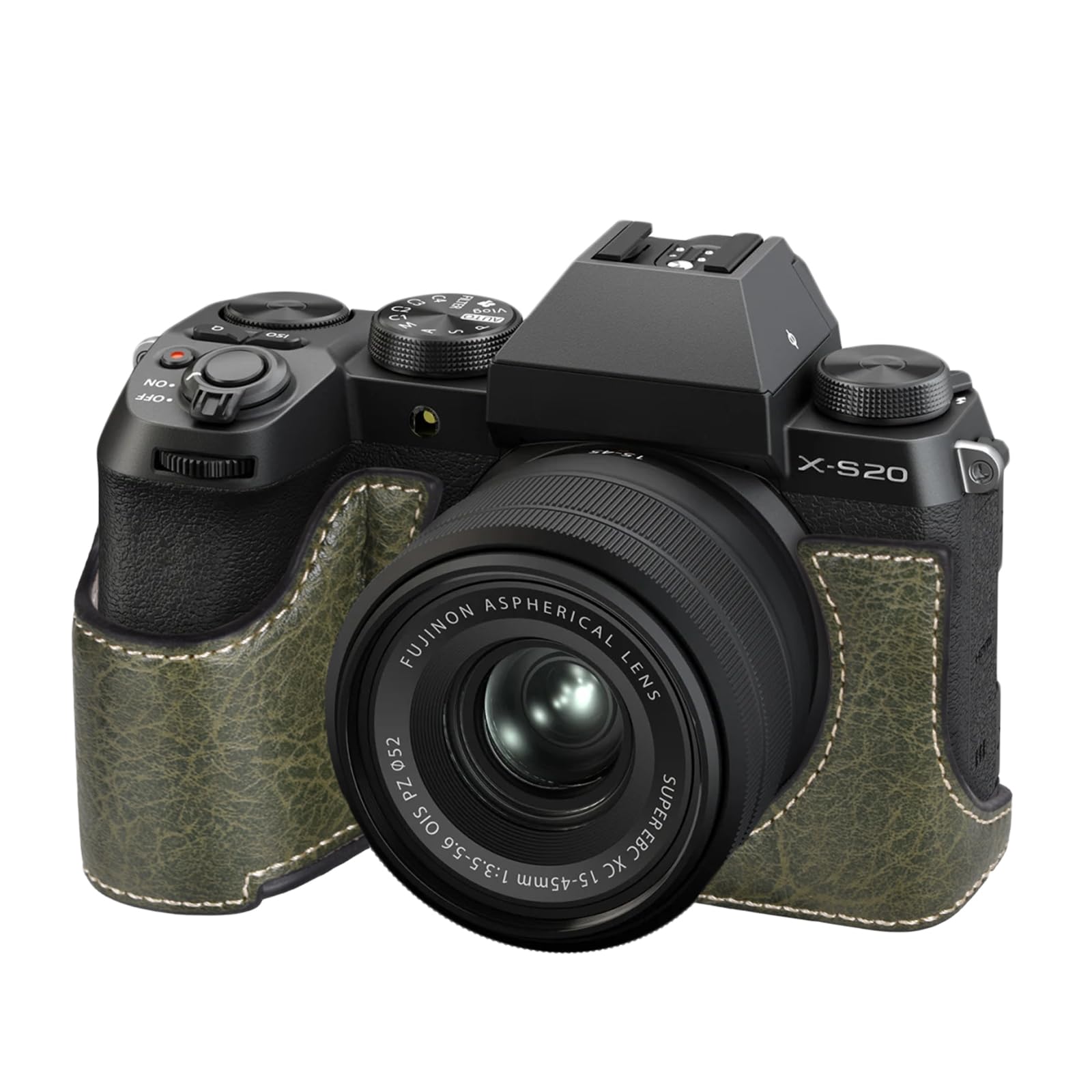 VOVMOEYA XS20 Case,Half Camera Case for Fuji XS20,PU Leather Camera Half Case Compatible with Fujifilm X-S20 Digital Camera - Green