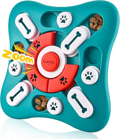 LUKITO Dog Puzzle Toy Slow Feeder Interactive Treat Squeaky Green