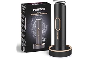 PRITECH Bikini Trimmer for Women - Rechargeable Pubic Hair Trimmer for Sensitive Skin, Wet&Dry Use, Pain-Free Electric Razor&Shaver with Standing Recharge Dock, Ideal Gift for Women, Black