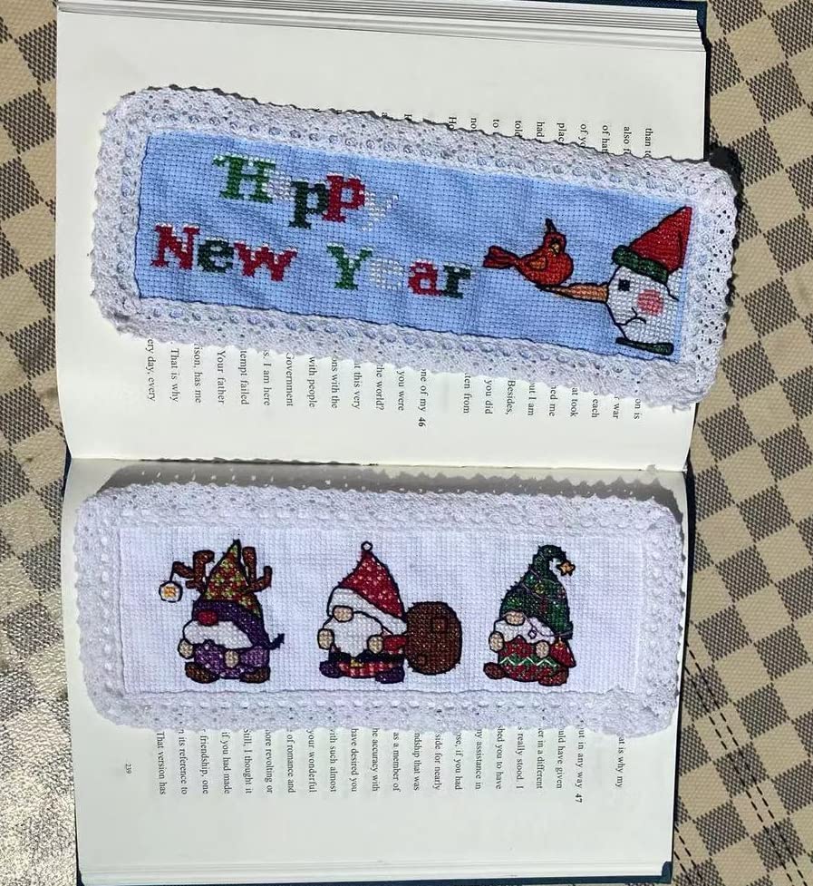 6 pcs 14count Christmas Theme Counted Bookmark Cross Stitch Kits, Bookmark DIY Cross Stitch Kits