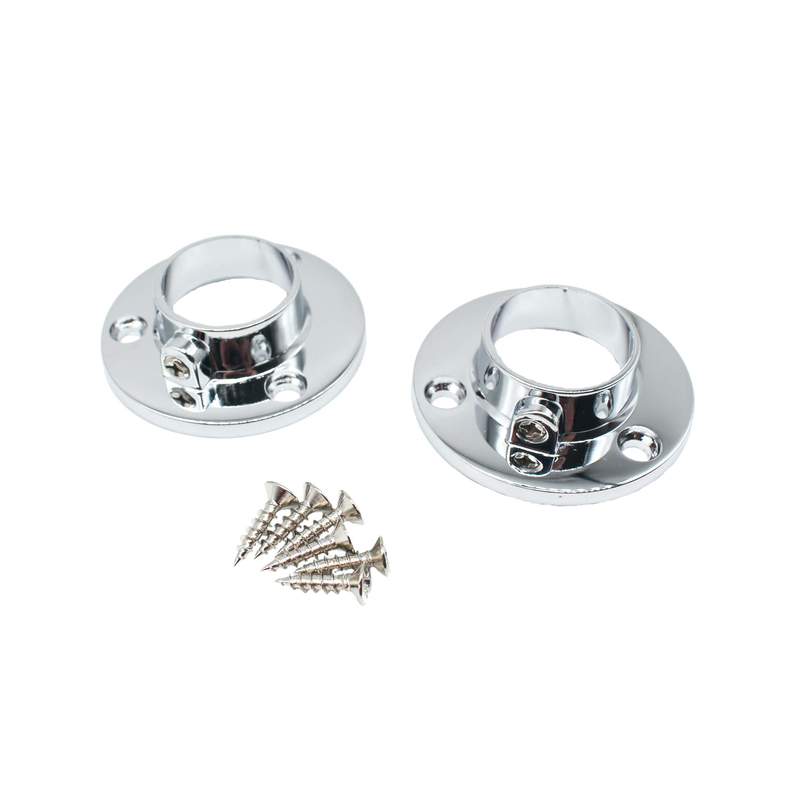 Wardrobe Rail Locking End Socket Suit 25mm Diameter Rail Polished Chrome - Pack of 2