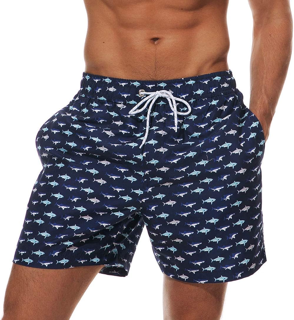 AIMPACT Mens Board Shorts Swimsuits Swim Pink Flower Board Beach Shorts