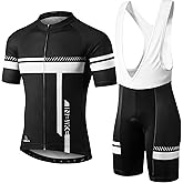 INBIKE Cycling Jersey Mens Set Reflective Breathable Biking Outfit Quick-Dry Bib Bicycle Jersey with 3D Padded Shorts
