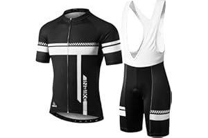 INBIKE Cycling Jersey Mens Set Reflective Breathable Biking Outfit Quick-Dry Bib Bicycle Jersey with 3D Padded Shorts