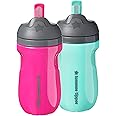 Tommee Tippee Insulated Toddler Straw Sippy Cup Tumbler, 12+ Months, Pink & Mint Green, 2 Count