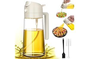 Oil Dispenser Bottle Spray and Pour, Olive Oil Spray Bottle, 470ml Sprayer for Cooking, 2 in 1 Dispenser and Sprayer with Oil