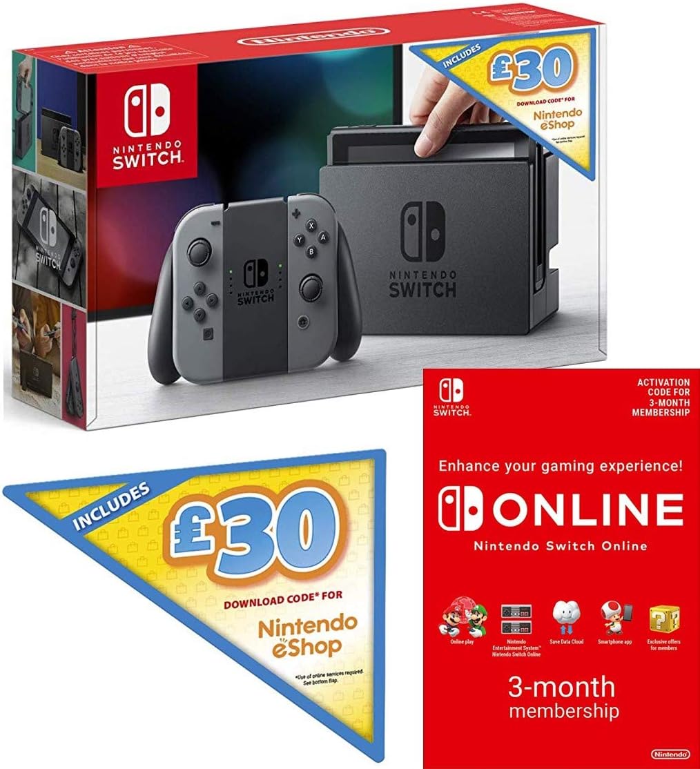 Nintendo Switch Grey + £30 Nintendo Voucher + Switch Online 3