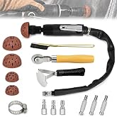 MCCKLE Air Tire Repair Polish Patch Kit with 2500RPM Air Tire Buffer | Heavy Duty Tire Patch Tool Set with Tungsten Steel Wheels, Roller &amp; Scraper for Tire Grinding, Rubber Repair and Polishing