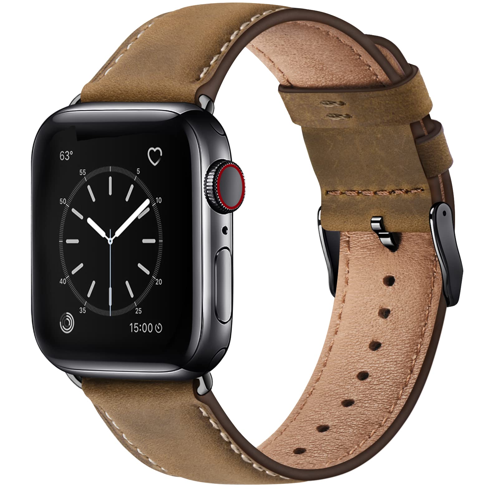 WFEAGL Leather Strap Compatible Apple Watch Straps 42mm (Series 11 10) 40mm 41mm 38mm,Genuine Leather Replacement Strap Men Women for iWatch Series 11 10 9 8 7 6 5 4 3 2 1,SE,iWatch Ultra,Light Brown