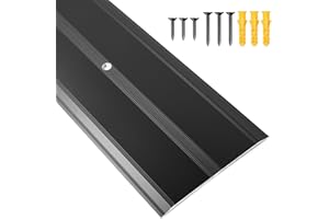 Heneymo Aluminum Door Threshold, 36"L x 4"W Metal Floor Transition Strip for Doorways, Threshold Strip for Exterior & Interior Doors Flooring Gaps, Doorway Protector and Decor (Black)