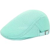 DIYDECAL Mens Breathable Mesh Summer Hat Adjustable Newsboy Beret Ivy Cap Cabbie Flat Cap