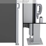 VOUNOT Side Awning Retractable 180 x 300 cm Grey Garden Privacy Screen view 4