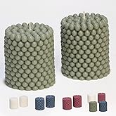Hearthfire Hygge Bubble Candle Soy Candle Sets | Unscented Sage Green Mini Pillars | 25-Hr Burn Time | Trendy Colored Funky Candles | Soy Wax Preppy Candles