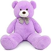 MaoGoLan Giant Teddy Bear 4 Feet,Adorable and Cuddly Big Bear Stuffed Animal 47", Classic Teddy Bear Plush Gift Decoration for Baby Shower,Party,Birthday,Valentines Day,Purple