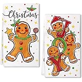 ARKENY Gingerbread Man Christmas Kitchen Towels Set of 2,White Candy Joy Snowflake Star Dish Towels 18x26 Inch Drying Dishcloth,Farmhouse Nobel Home Decoration AD405