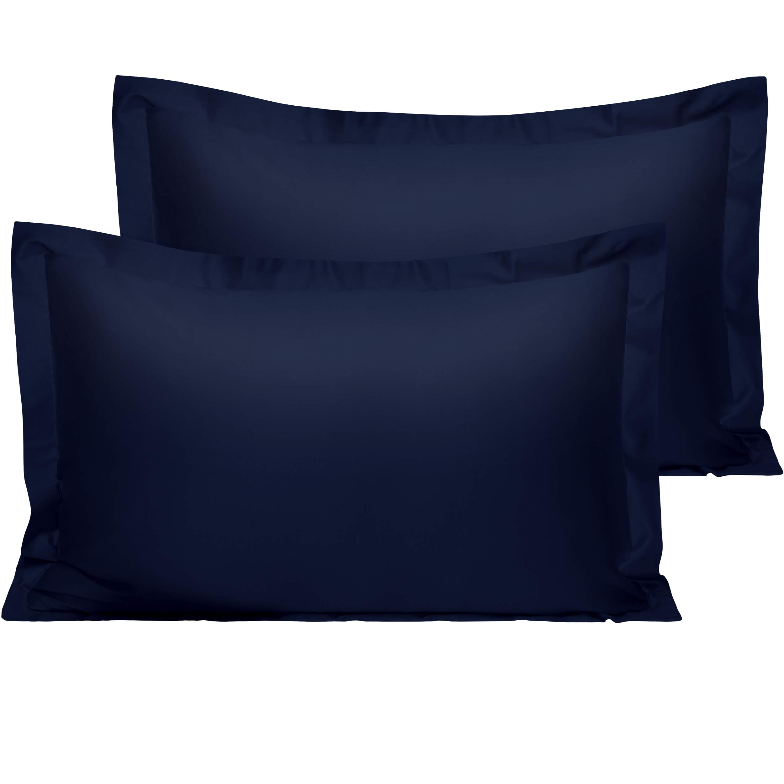 NTBAY 2 Pack 500 Thread Count 100% Egyptian Cotton Oxford Pillowcases, Super Soft and Breathable Euro Standard Pillow Cases | Hotel Quality Pillow Shams, 50x75 cm, Navy
