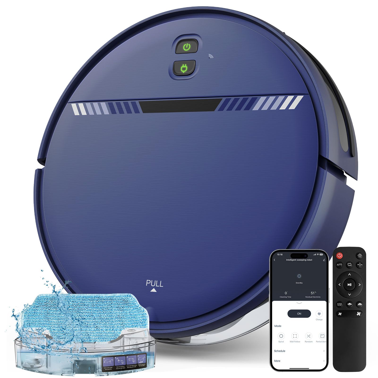 Photo 1 of ***(PARTS ONLY/ MINOR DAMAGE/ NON FUNCTIONAL)***Robot Vacuum and Mop Combo, Automatic Vacuum and Mop 2 in 1 Robot Cleaner with Schedule, WiFi/App/Voice, Water Tank and Dustbin, Self-Charging, Slim, Ideal for Pet Hair, Hard Floor, Carpet