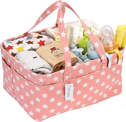 Amazon Hinwo おむつ収納 おむつバッグ おむつストッカー おむつポーチ オムツ入れ ベビー用品収納 収納ケース カゴ バッグ ボックス 折りたたみ 赤ちゃん 出産準備 出産祝い ピンク スター おむつストッカー ベビー マタニティ 通販