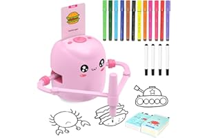 ERYMCS Drawing Robot for Kids, Interactive Educational Drawing Robot with Voice Interaction, Montessori Drawing Learning Toy with 100 Word Cards & 16 Color Pens, Christmas Birthday Present for Kids 5 6 7 8 9