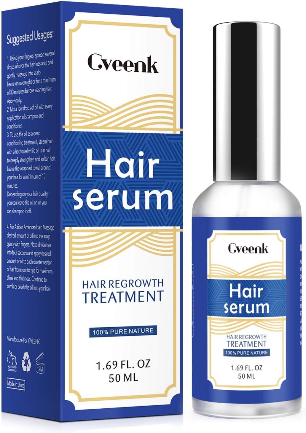 Hair Growth Treatment Hair Growth Oil, CVEENK 50ml Hair Oil Hair Serum Treatment Oil for Hair Loss Treatment Hair Thinning Treatment - Hair Regrowth Oil Ginger Essential Oil to Boost Fast Hair Growth