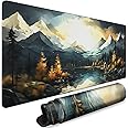 NiHome XL Anime Mouse Pad, 35.4" x 15.7" Large Gaming Desk Keyboard Mat with Non-Slip Rubber Base, Full Desktop Mouse Pad Desk Protector Mat for Home Office, Mountains & Forests