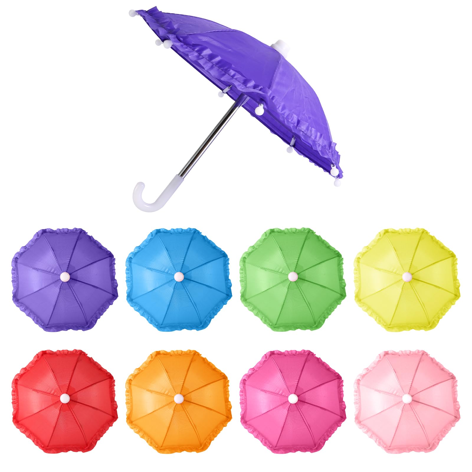 XIHIRCD 8pcs Miniature Umbrellas, 11.8 Inch Adjustable Mini Lace Dolls Colorful Decorations for Boys Girl Dolls Decorations & Home Accessories & Games Photography Props Supplies (8 Colors)