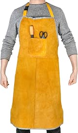 QWORK Leather Welding Apron 23 x 35 Inches Flame and Heat Resistant view 2