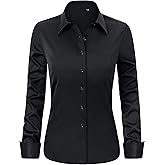 J.VER Womens Dress Shirts Long Sleeve Button Down Shirt Wrinkle-Free Business Casual Blouse Office Work Tops